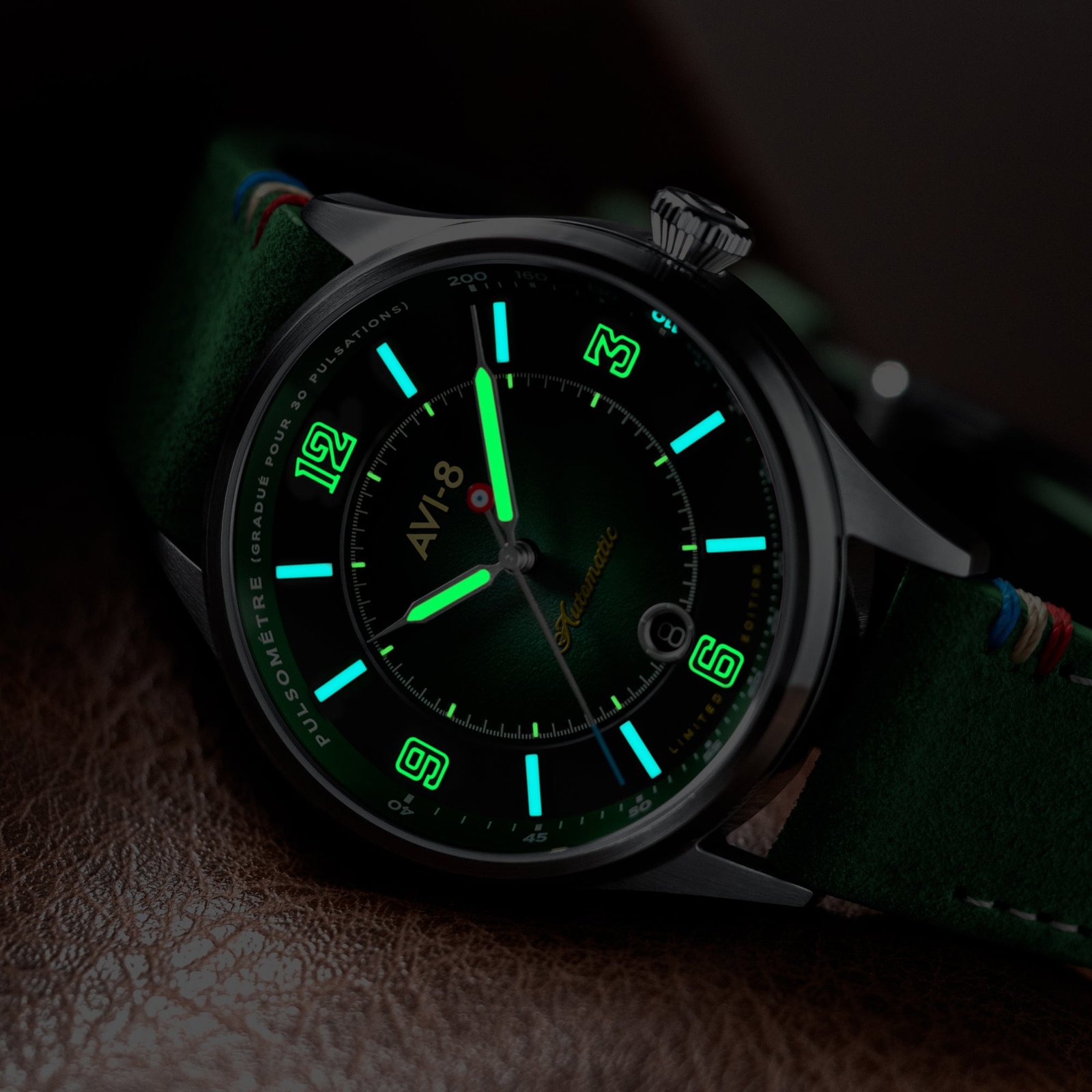 AVI-8 Flyboy Lafayette Automatic 110th Anniversary Limited Edition Mossy Hue - Image 6