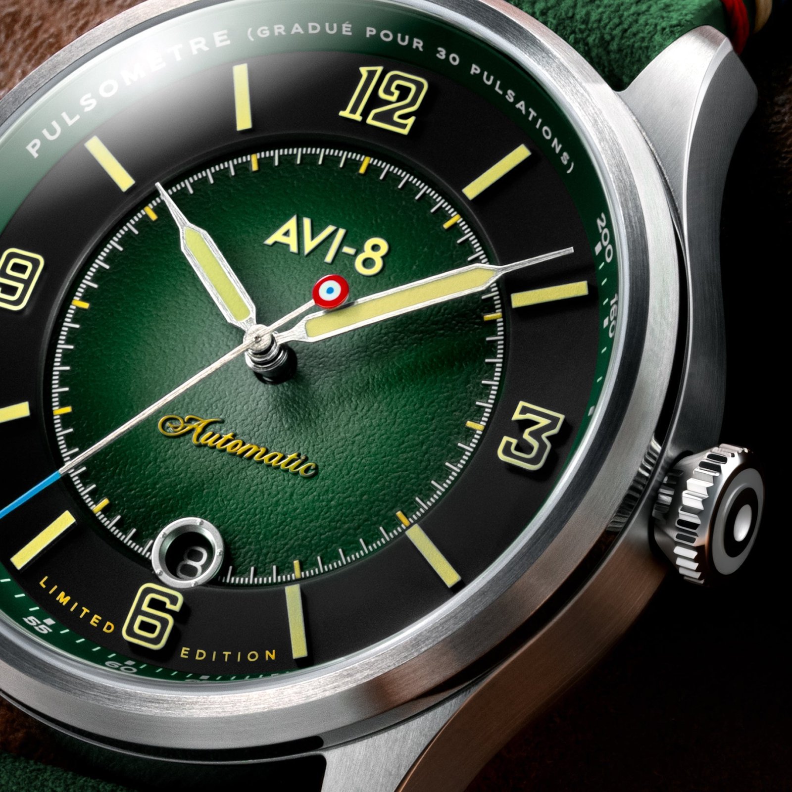 AVI-8 Flyboy Lafayette Automatic 110th Anniversary Limited Edition Mossy Hue - Image 4