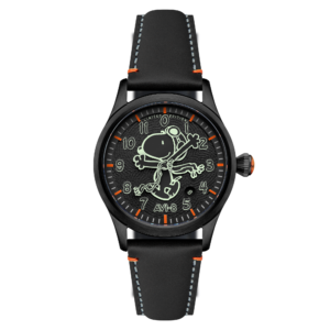 AVI-8 Flyboy Engineer Automatic Peanuts Snoopy Flying Ace Monotone Limited Edition Obsidian Ace