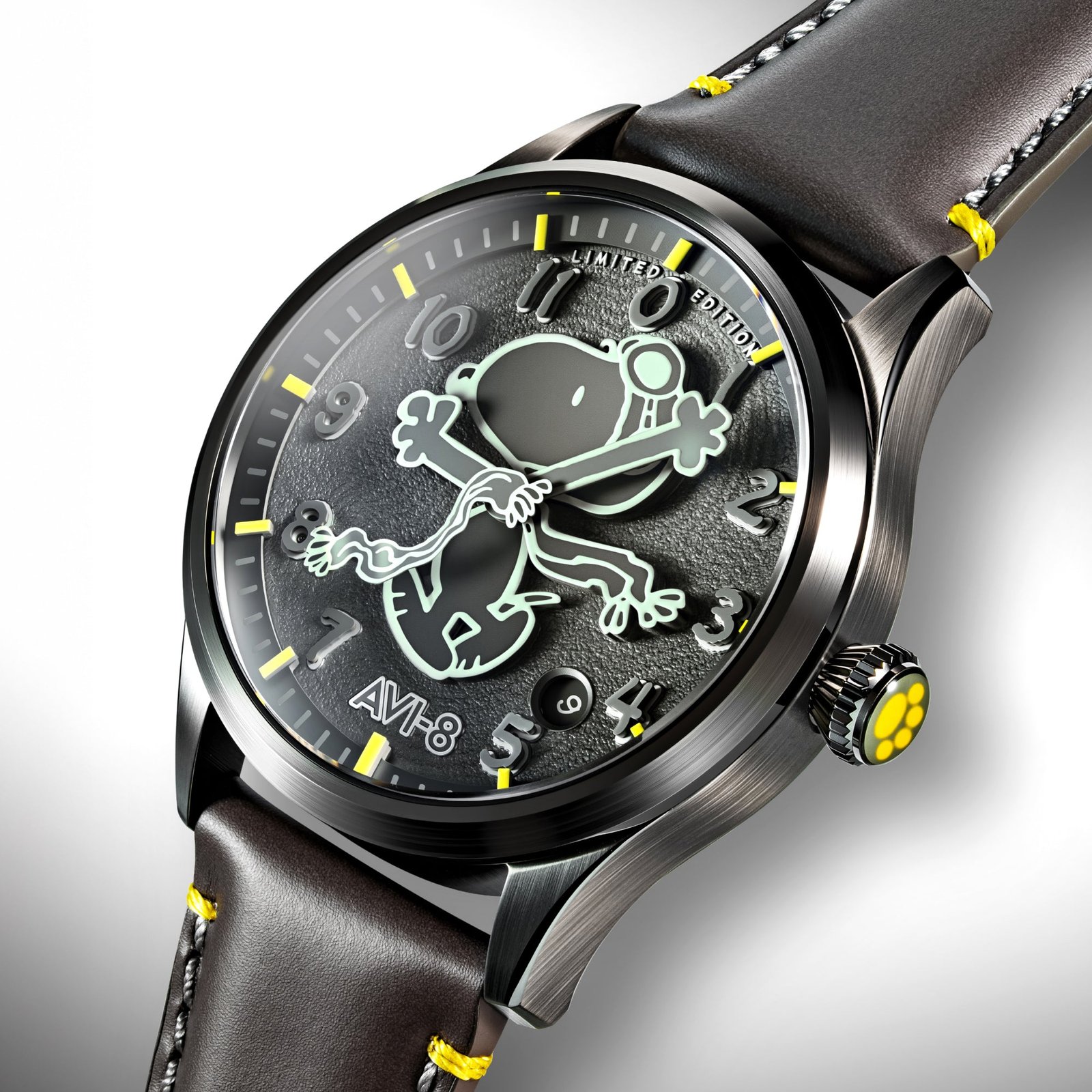 AVI-8 Flyboy Engineer Automatic Peanuts Snoopy Flying Ace Monotone Limited Edition Grey Glider - Image 3