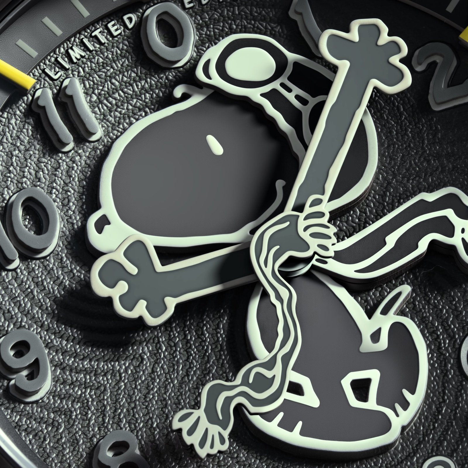 AVI-8 Flyboy Engineer Automatic Peanuts Snoopy Flying Ace Monotone Limited Edition Grey Glider - Image 4