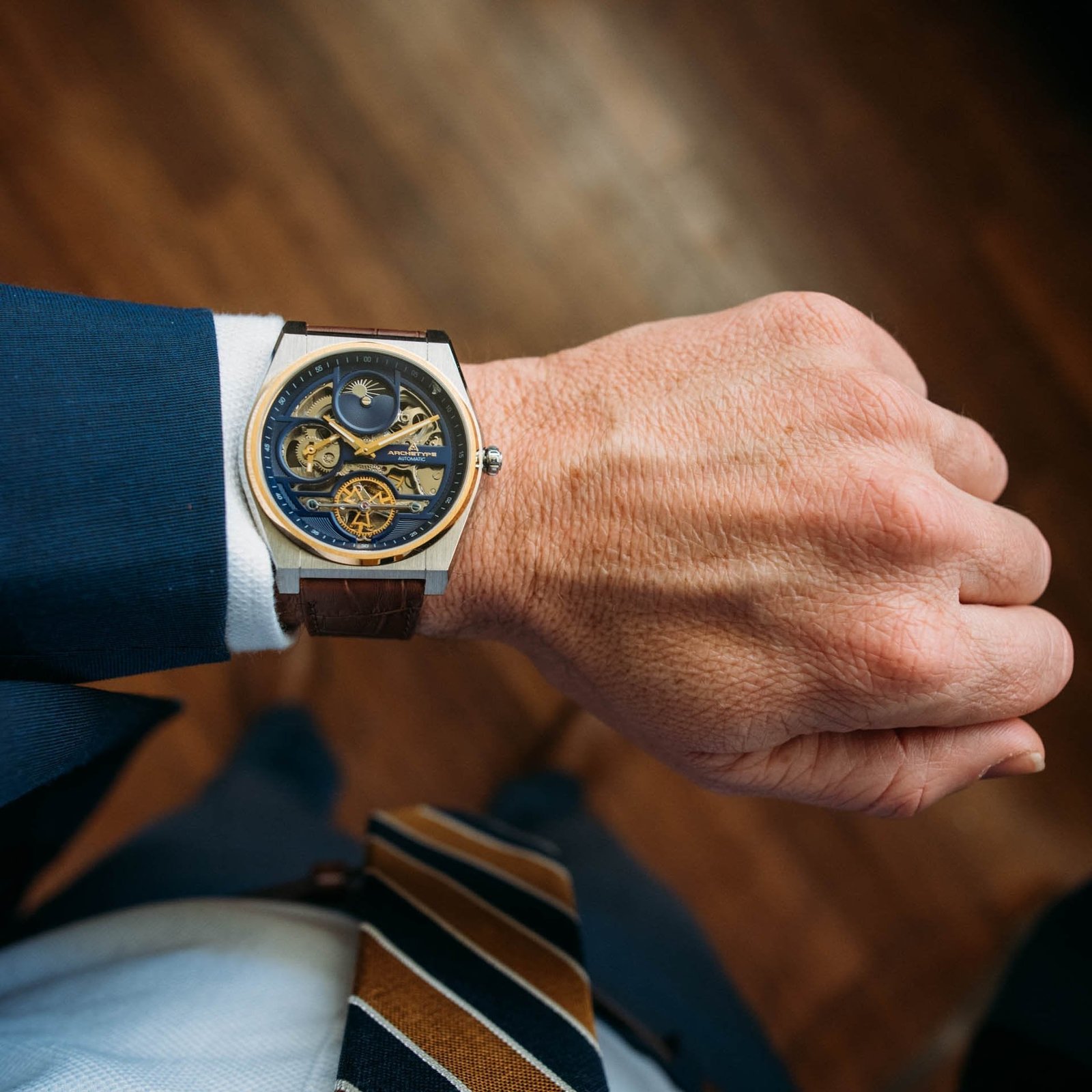 Archetype Rogue Automatic Silver Brown Navy - Image 4