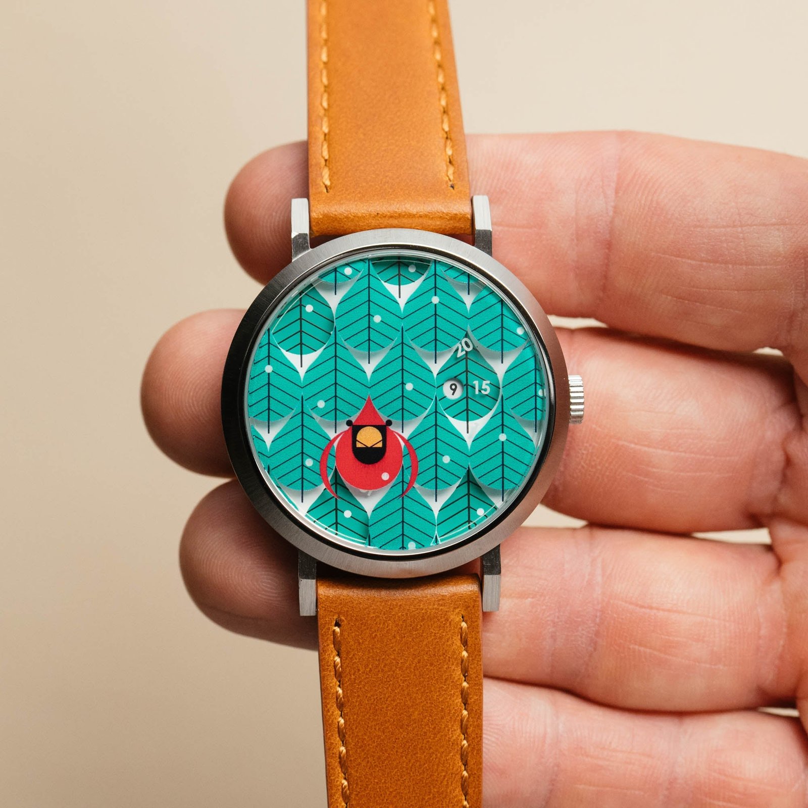 Asterisk x Charley Harper Coniferous Cardinal Jump Hour Automatic - Image 5