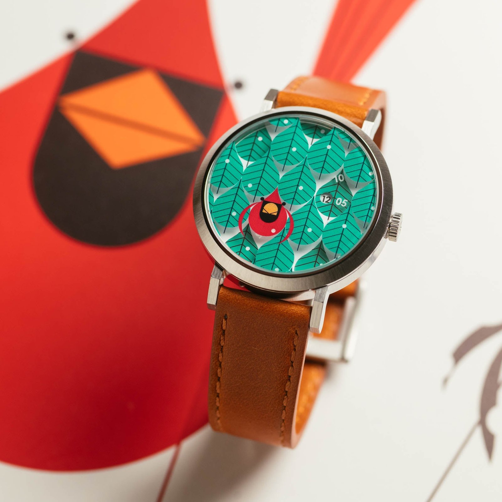 Asterisk x Charley Harper Coniferous Cardinal Jump Hour Automatic - Image 4