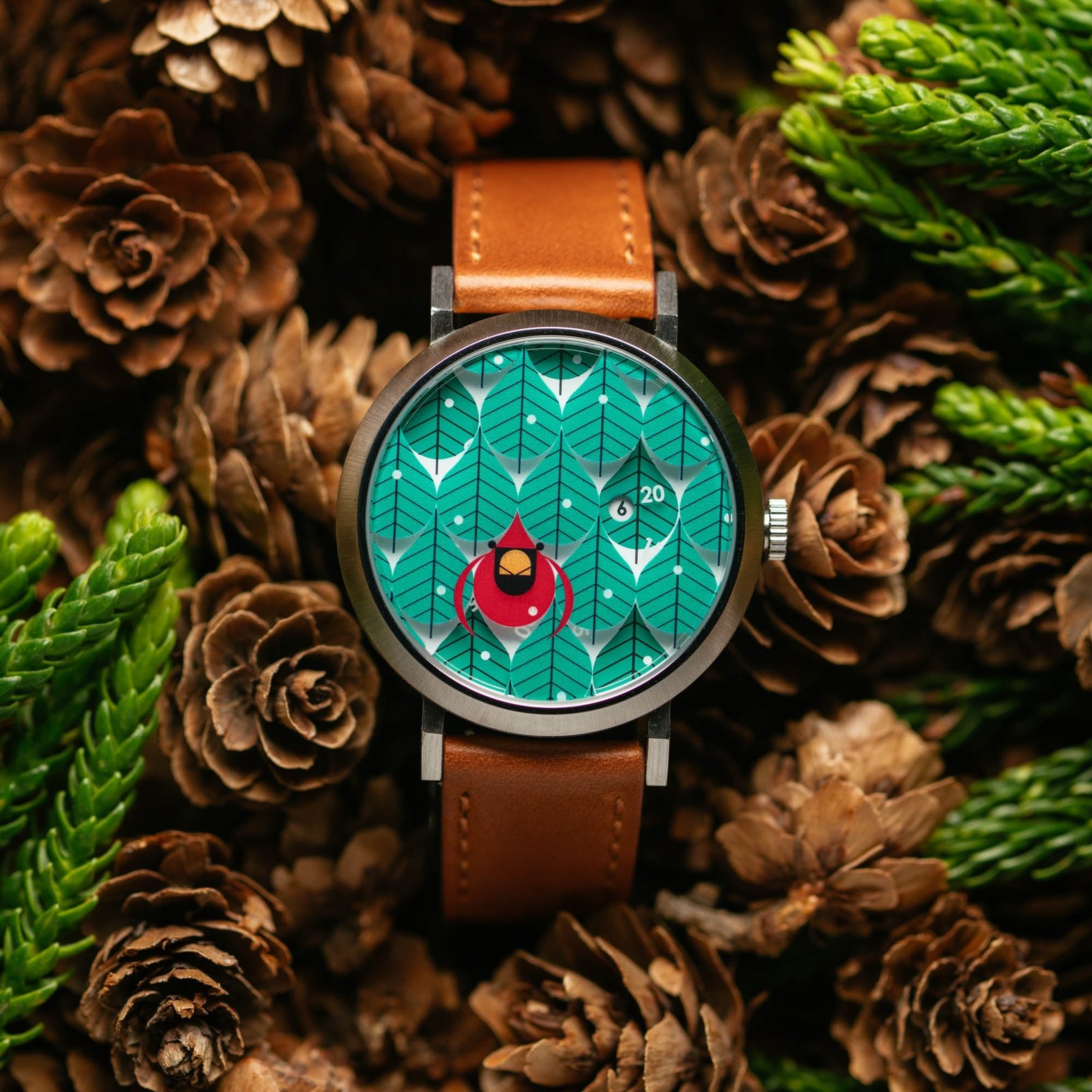 Asterisk x Charley Harper Coniferous Cardinal Jump Hour Automatic - Image 3