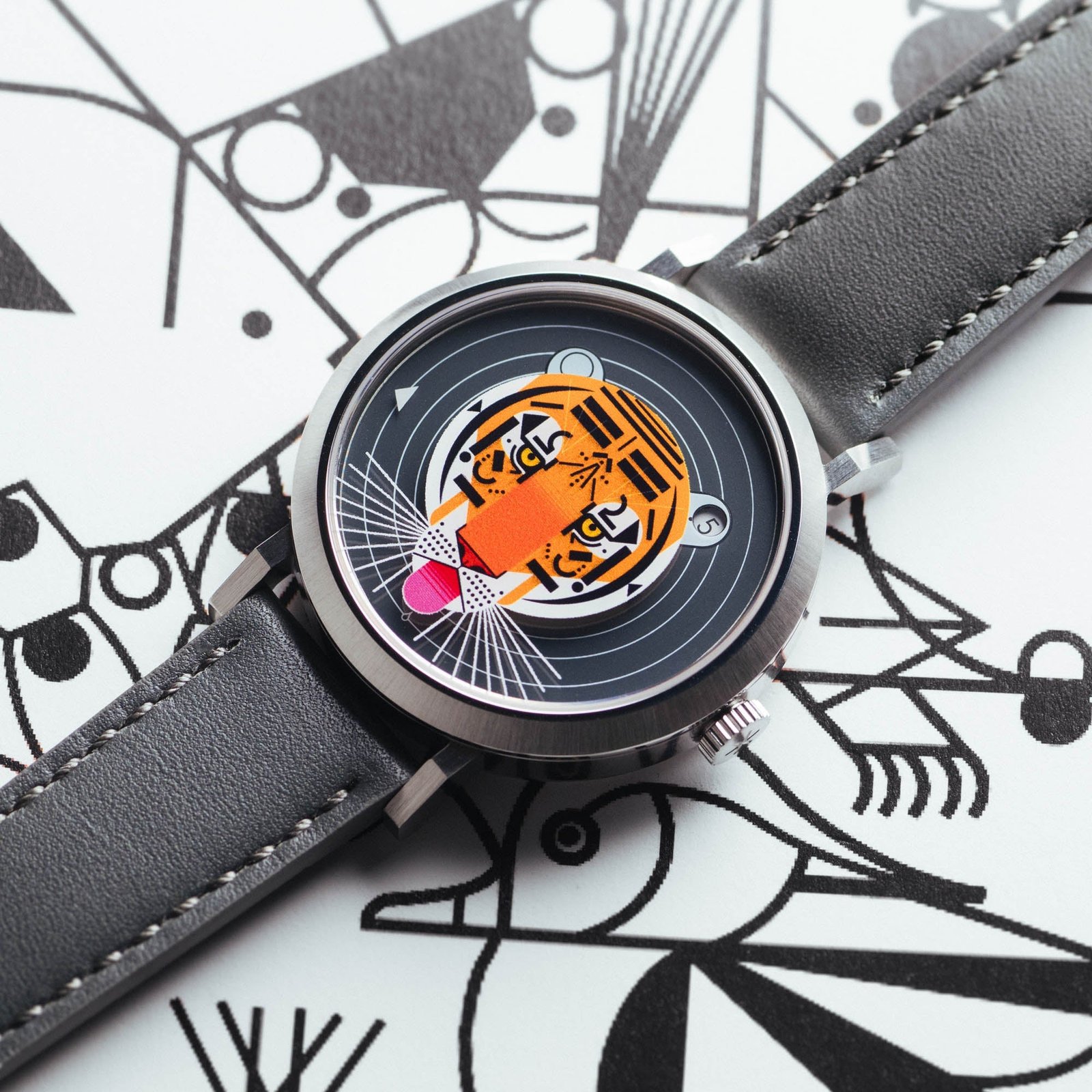 Asterisk x Charley Harper Cool Carnivore Jump Hour Automatic - Image 3
