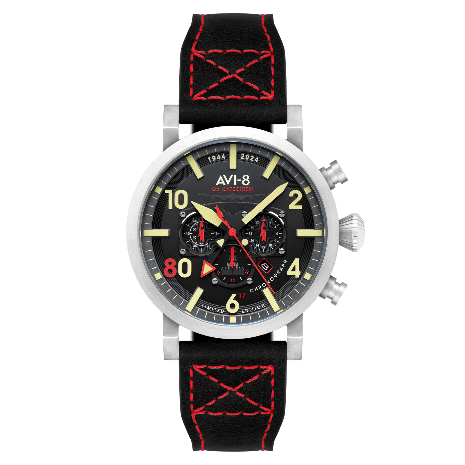 AVI-8 Dambuster Operation Catechism 80th Dual Time Chronograph Limited Edition Bomber Black