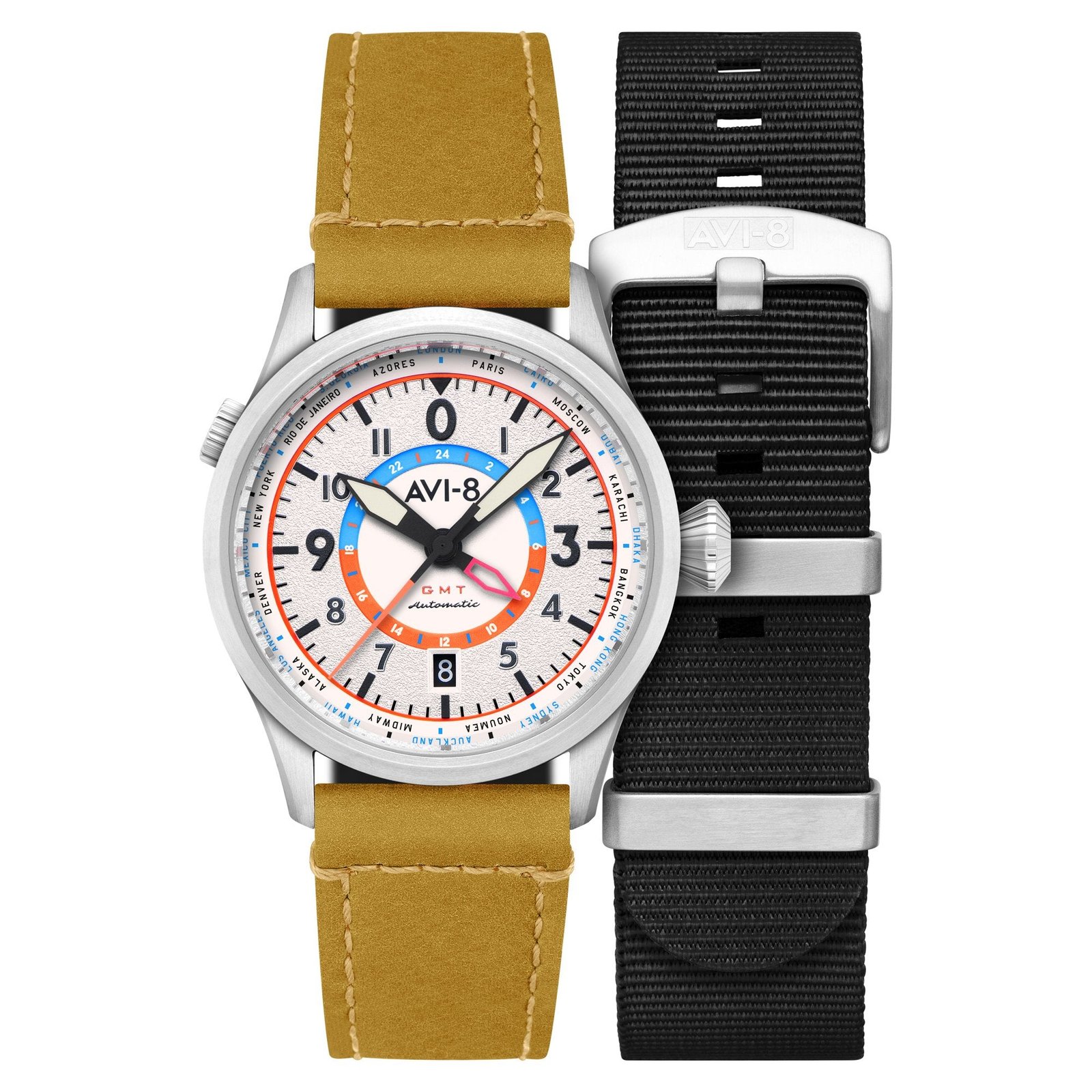 AVI-8 Flyboy Wingman Worldtimer GMT Automatic Sand Green